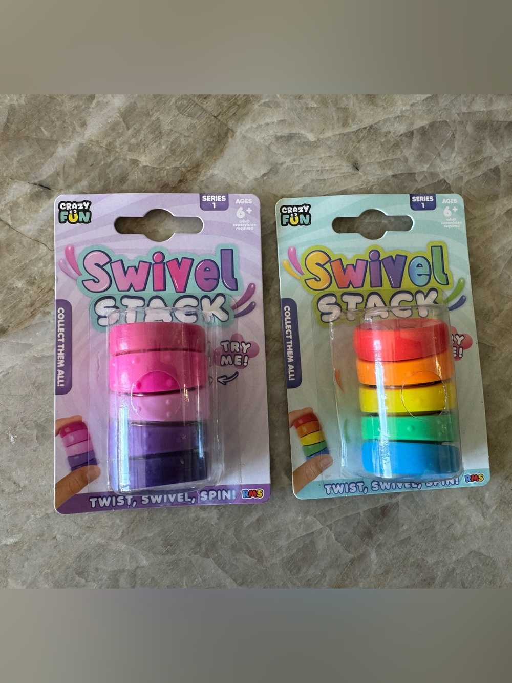 Swivel Stack Fidget Toys - Pink/Purple and Rainbow